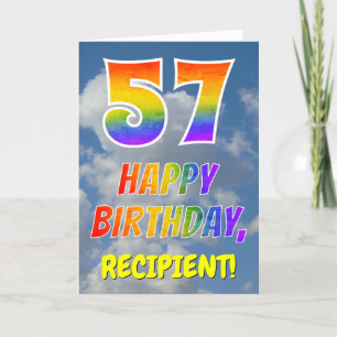 Tarjeta Aspecto del arcoiris "57" y "FELIZ CUMPLEAÑOS", nu