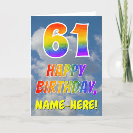 Tarjeta Aspecto del arcoiris "61" y "FELIZ CUMPLEAÑOS", nu