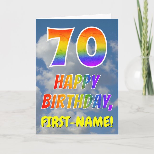 Tarjeta Aspecto del arcoiris "70" y "FELIZ CUMPLEAÑOS", nu (Anverso)