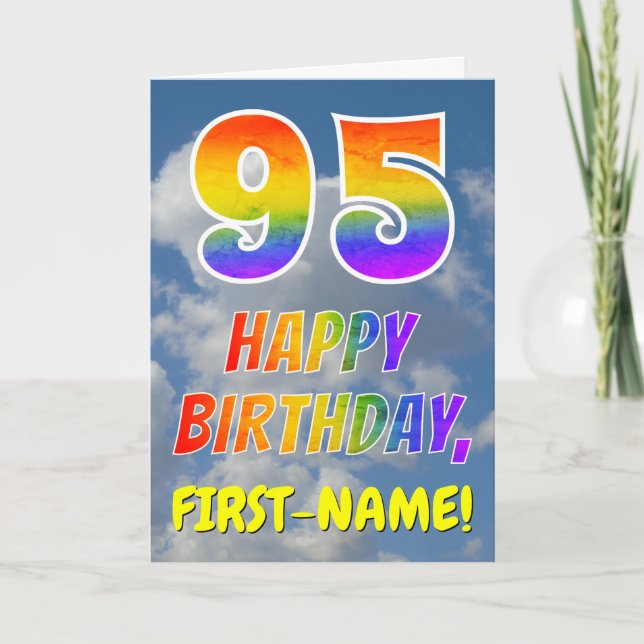 Tarjeta Aspecto del arcoiris "95" y "FELIZ CUMPLEAÑOS", nu (Anverso)