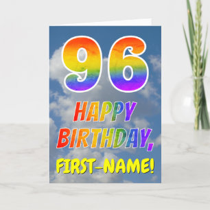 Tarjeta Aspecto del arcoiris "96" y "FELIZ CUMPLEAÑOS", nu