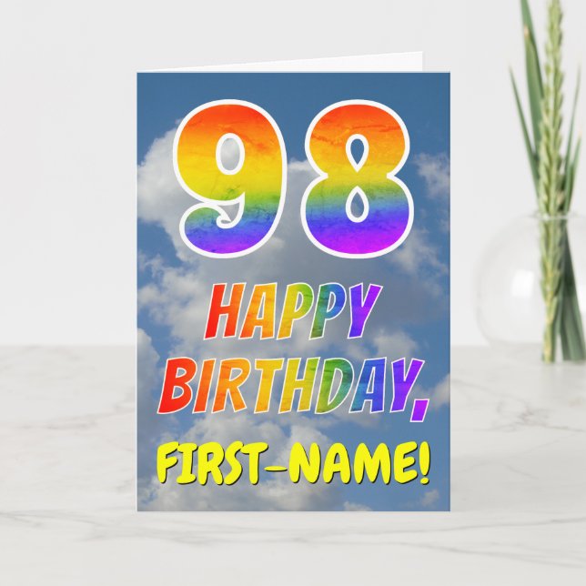 Tarjeta Aspecto del arcoiris "98" y "FELIZ CUMPLEAÑOS", nu (Anverso)