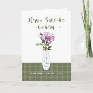 Tarjeta Aster de cumpleaños de septiembre Flor de mes