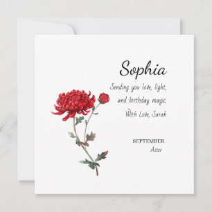 Tarjeta Aster de Septiembre Cumpleaños Personalizado