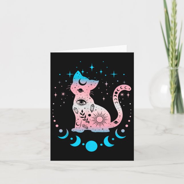 Tarjeta Astrología Celestial de Gato Transgénero Orgullo L (Anverso)