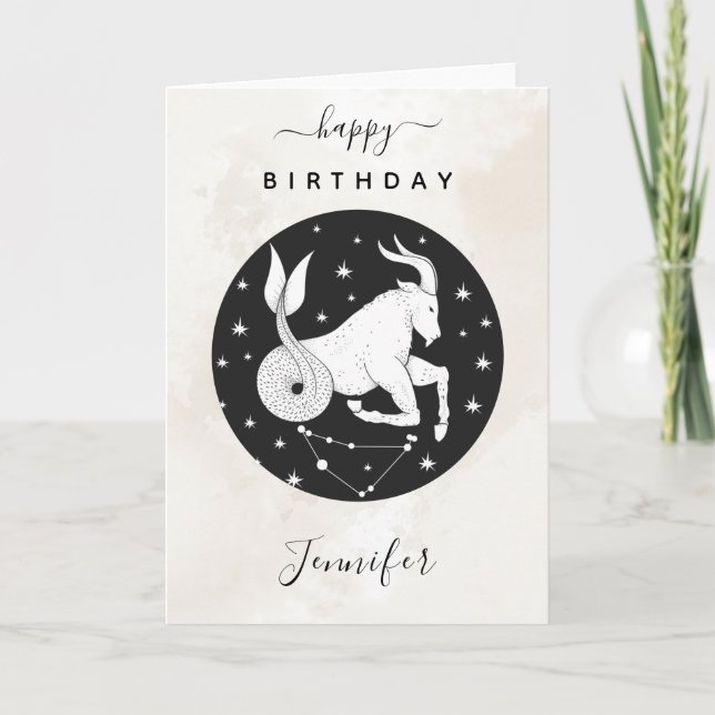 Tarjeta Astrología de Capricornio Rótulo Zodiaco Horoscopi (Anverso)
