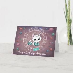 Tarjeta Astrología del planeta de la rueda del gato curada