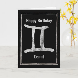 Tarjeta Astrología gemini de plata zodiac Feliz cumpleaños