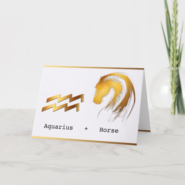Tarjeta Astrología occidental china de caballos Aquarius c (Anverso)