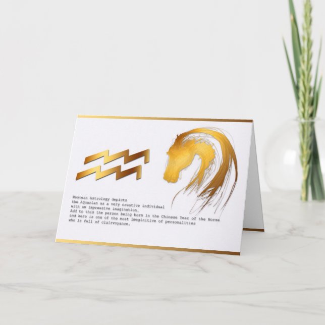 Tarjeta Astrología occidental china del caballo Aquarius c (Anverso)