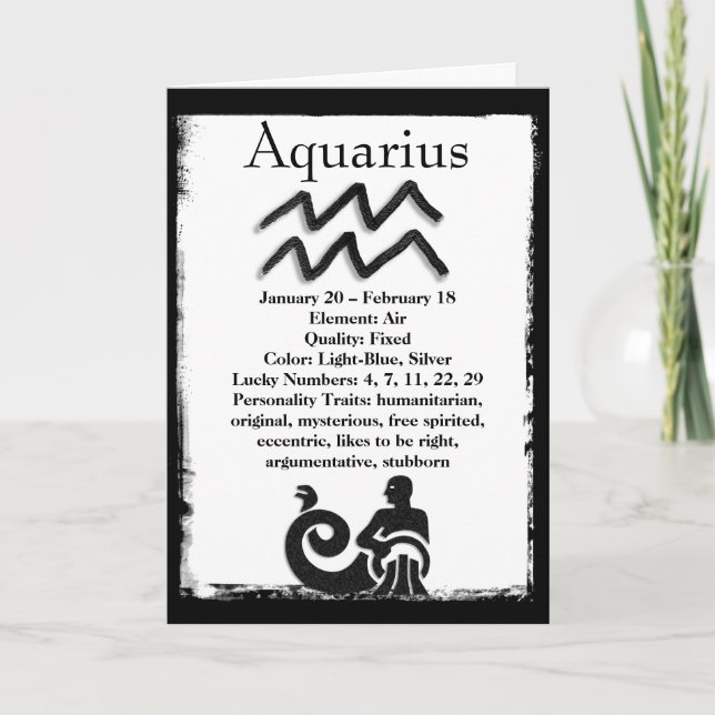 Tarjeta Astrología Rótulo Aquarius Horoscope Zodiac (Anverso)