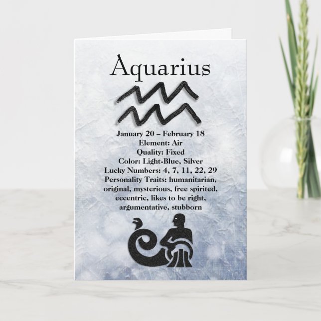 Tarjeta Astrología Rótulo Aquarius Horoscope Zodiac (Anverso)