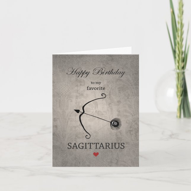 Tarjeta Astrología Sagittarius Rótulo Zodiac Feliz cumplea (Anverso)