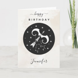 Tarjeta Astrología Sagittarius Rótulo Zodiac Moda del horó