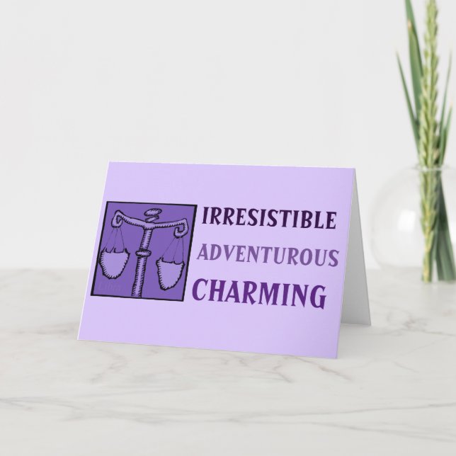 Tarjeta Astrología Zodiac Libra Rótulo Cumpleaños Personal (Anverso)