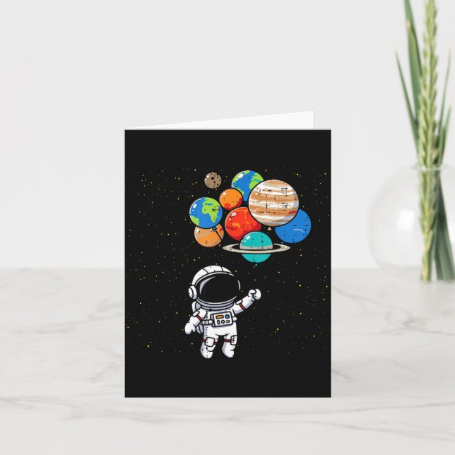Tarjeta Astronaut Planet Balloons Cute Space Galaxy Boys G (Anverso)
