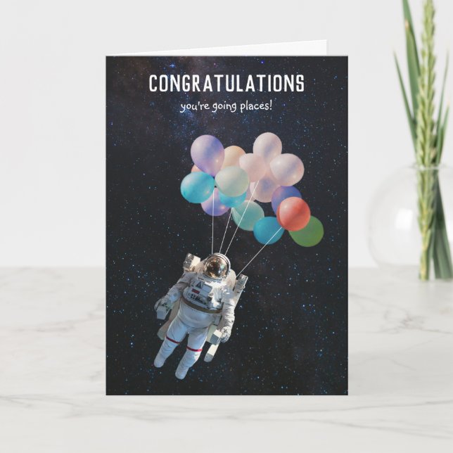 Tarjeta Astronaut Stars & Space Balloons Congratulations (Anverso)