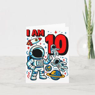 Tarjeta Astronauta Cumplo 10 Años Cumpleaños Niño 10º Fuer