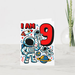 Tarjeta Astronauta Cumplo 9 Años Regalo Niño 10º Espacio