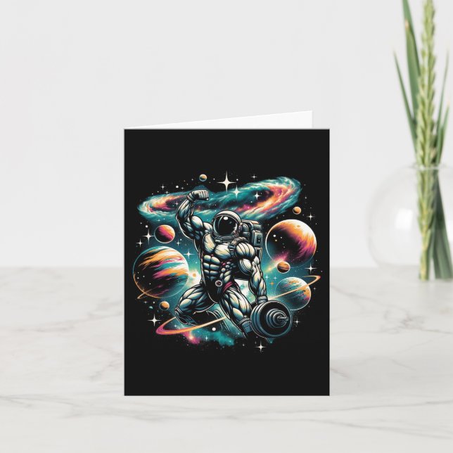 Tarjeta Astronauta De Guay Galaxy Bodybuilder Sobre Constr (Anverso)