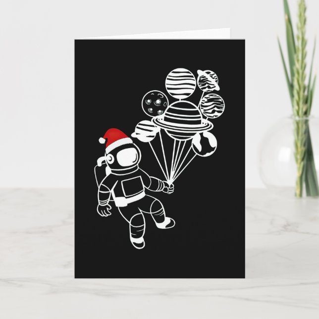 Tarjeta Astronauta de Navidad, Burbujas de Planetas Divert (Anverso)