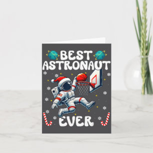 Tarjeta Astronauta de Navidad Siempre Sombrero de Santa Co