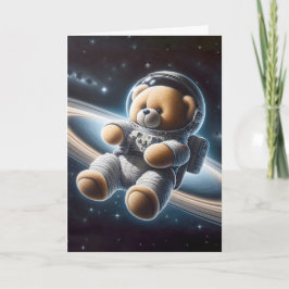 Tarjeta Astronauta De Oso De Teddy Para Niño Recién nacido