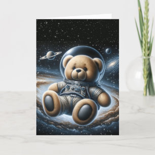 Tarjeta Astronauta De Oso De Teddy Para Niño Recién nacido