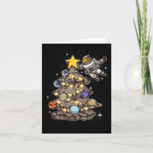 Tarjeta Astronauta Decora Un Árbol De Navidad En El Espaci