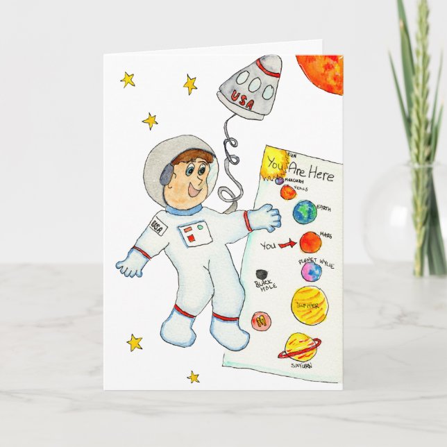 Tarjeta Astronauta - Día de Mudanza - ¡Nos hemos mudado! (Anverso)