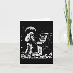 Tarjeta Astronauta divertida de juegos en videojuego espac
