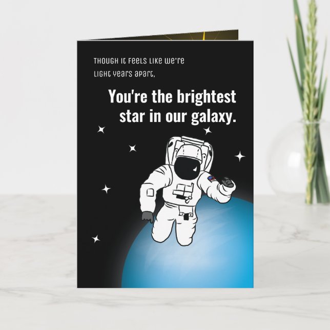 Tarjeta Astronauta/espacio Día de nacimiento negro distant (Anverso)