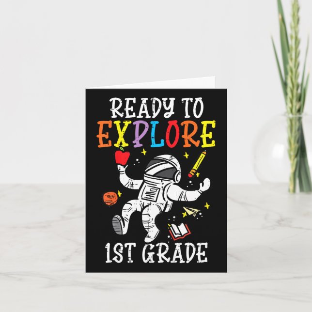 Tarjeta Astronauta infantil listo para explorar el primer  (Anverso)