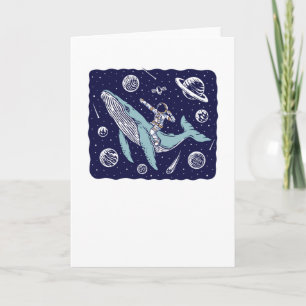Tarjeta Astronauta montando una ballena