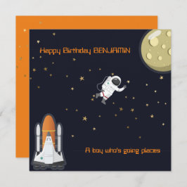 Tarjeta Astronauta Moon Rocket Kids Sistema Solar Fun Flat