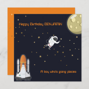 Tarjeta Astronauta Moon Rocket Kids Sistema Solar Fun Flat