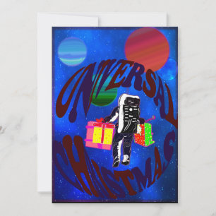 Tarjeta Astronauta navideño en la superficie espacial