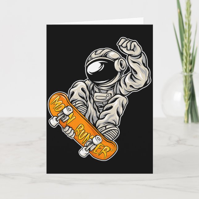 Tarjeta Astronauta Skateboarder, Amante del Skateboarding, (Anverso)