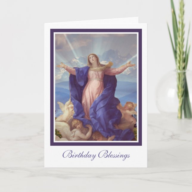 Tarjeta Asunción de la Santísima Virgen María Cumpleaños R (Anverso)