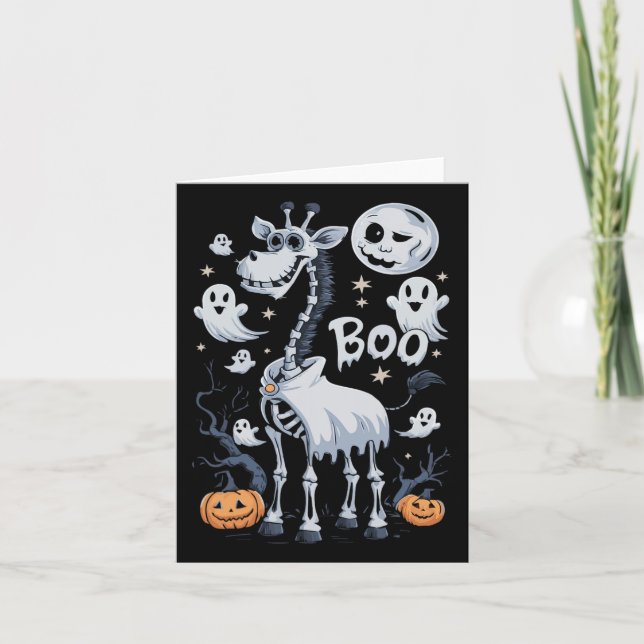 Tarjeta Asustado Escrúpulo Giraffe En Fantasmas Halloween (Anverso)