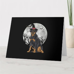 Tarjeta Asustado Gorra de brujas de perro Rottweiler Hallo