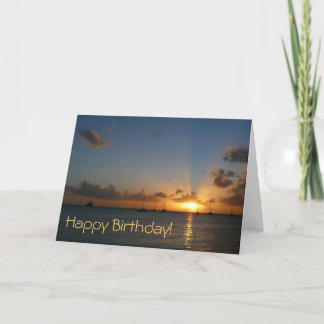 Tarjeta Atardecer con veleros Cumpleaños (Blank Inside)