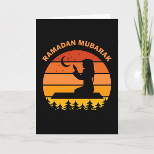 Tarjeta Atardecer de culto de fe de oración de Ramadán mus
