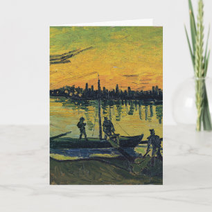 Tarjeta Atardecer de Van Gogh Arles - Río Amarillo Vibrant