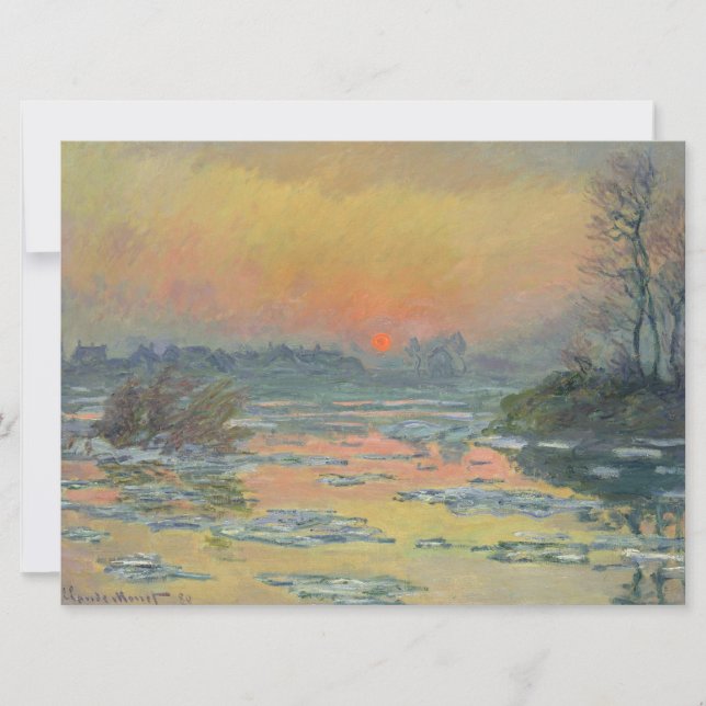 Tarjeta Atardecer en el río Sena en invierno (Claude Monet (Anverso)