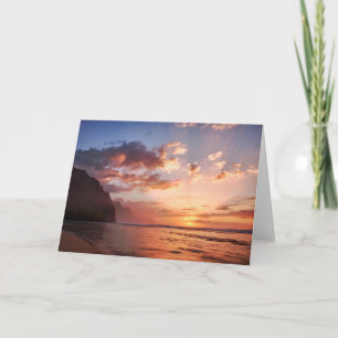Tarjeta Atardecer En La Costa De Kauai