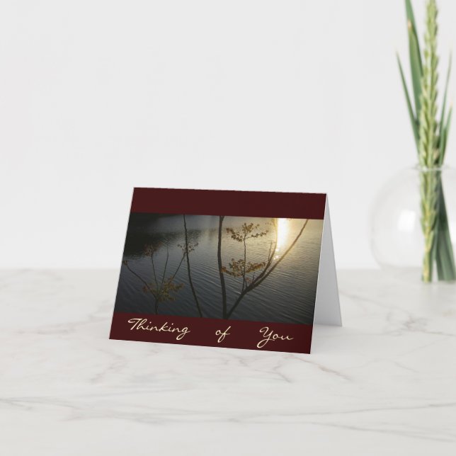 Tarjeta Atardecer en olas/Pensando en ti (Anverso)