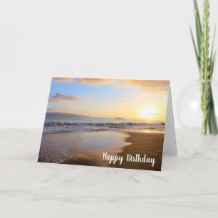 Tarjeta Atardecer hawaiano en la playa de Maui cumpleaños