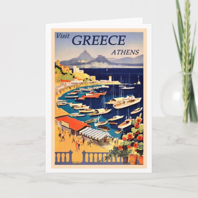 Tarjeta Atenas, Poster de Viajes Vintage de Grecia (Anverso)