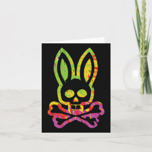 Tarjeta Aterrador Conejo Conejo Face Tie Dye Feliz Pascua